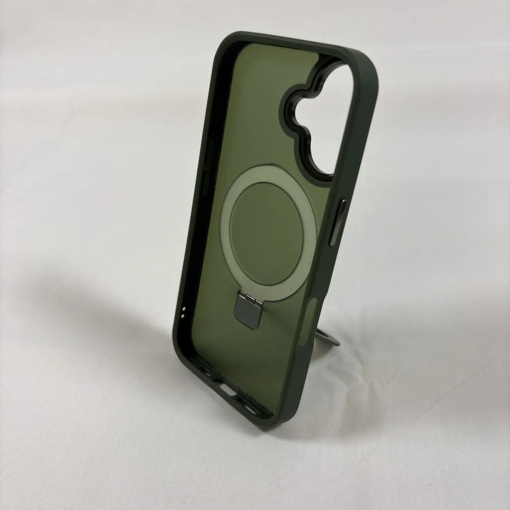 Magic John iPhone 16 MagSafe Case with Ring Stand, Green.  Not Pro. L-386